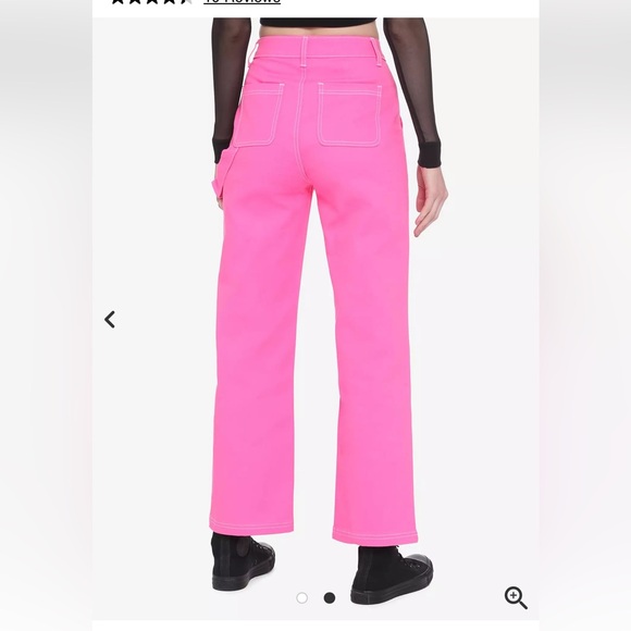 Neon hot pink Relaxed American Bazi strap Carpenter Jeans size 7 (28) grunge - Picture 3 of 10